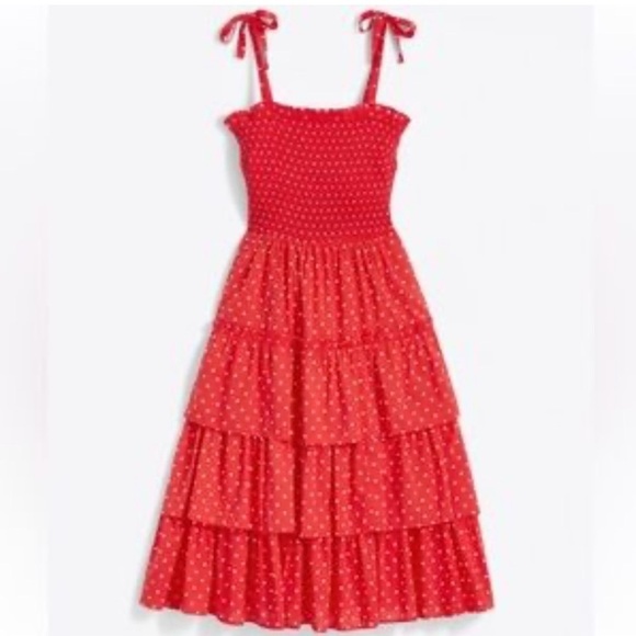 Draper James Red Smocked Tiered Dress - Picture 4 of 6